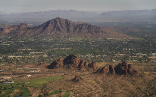Phoenix Camelback Tempe Papago from plane