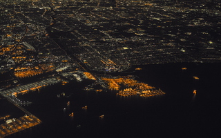 Los Angeles barbor night vessels from plane 01