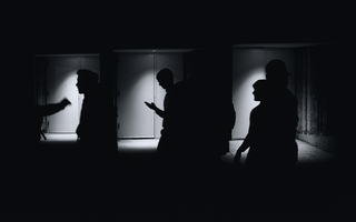 Tempe ASU Night Three Doors Spotlights People Silhouette Act I