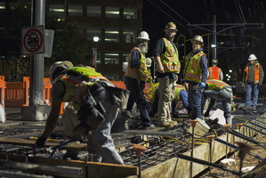 Tempe Streetcar Construction Stacy Witbeck Workers Night Railway Frog 15