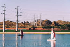 Almost December in Tempe Town Lake Power Lines Sailboats