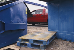 Blue Dumpsters Red Truck 01