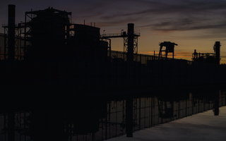 SRP Kyrene Generating Station Sunset October Silhouette Reflection 01