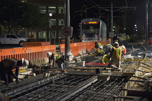 Tempe Streetcar Construction Stacy Witbeck Workers Night Railway Frog 16