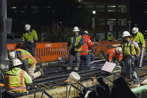 Tempe Streetcar Construction Stacy Witbeck Workers Night Railway Frog 14