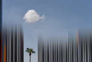 Abstract City with Palm Tree and Cloud