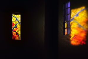 Projected Sunset Stained Glass ASU Chapel