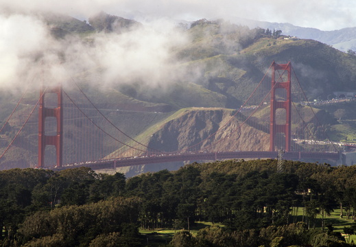 San Francisco California Golden Gate Bridge clouded 13