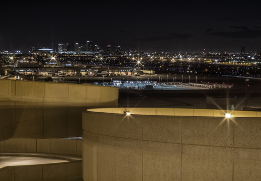 Phoenix Arizona Three Planets Constellation sunset city skyline Jupiter Venus Mercury parking deck
