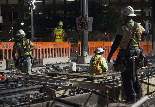Tempe Streetcar Construction Stacy Witbeck Workers Night Railway Frog 04